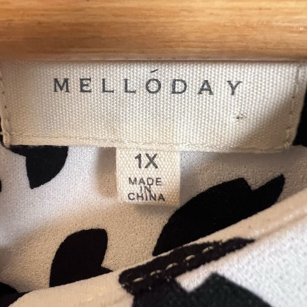 MELLODAY Blouse Women's Size 1X White & Black Office Professional Career - Picture 5 of 7